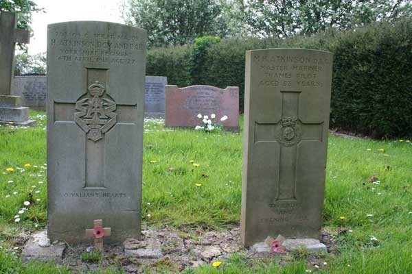 he grave of Coy Sgt Major H Atkinson, DCM & Bar, in the Churchyard of St. John the Baptist Parish Church, Egglescliffe
