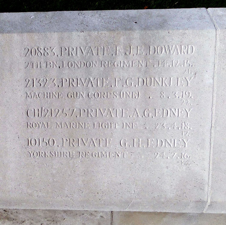 Private Edney's Commemoartion on the Screen Wall