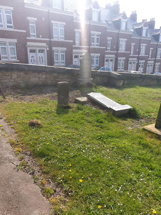 Private McGowan's headstone, - left, in Newcastle-upon-Tyne (St. John's Westgate and Elswick) Cemetery 