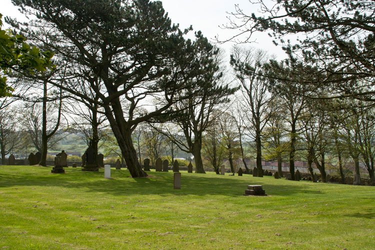 Another general view of the section of Tow Law Cemetery which includes the First World War graves. Private Richardson'sd headstone is out of view on the right.